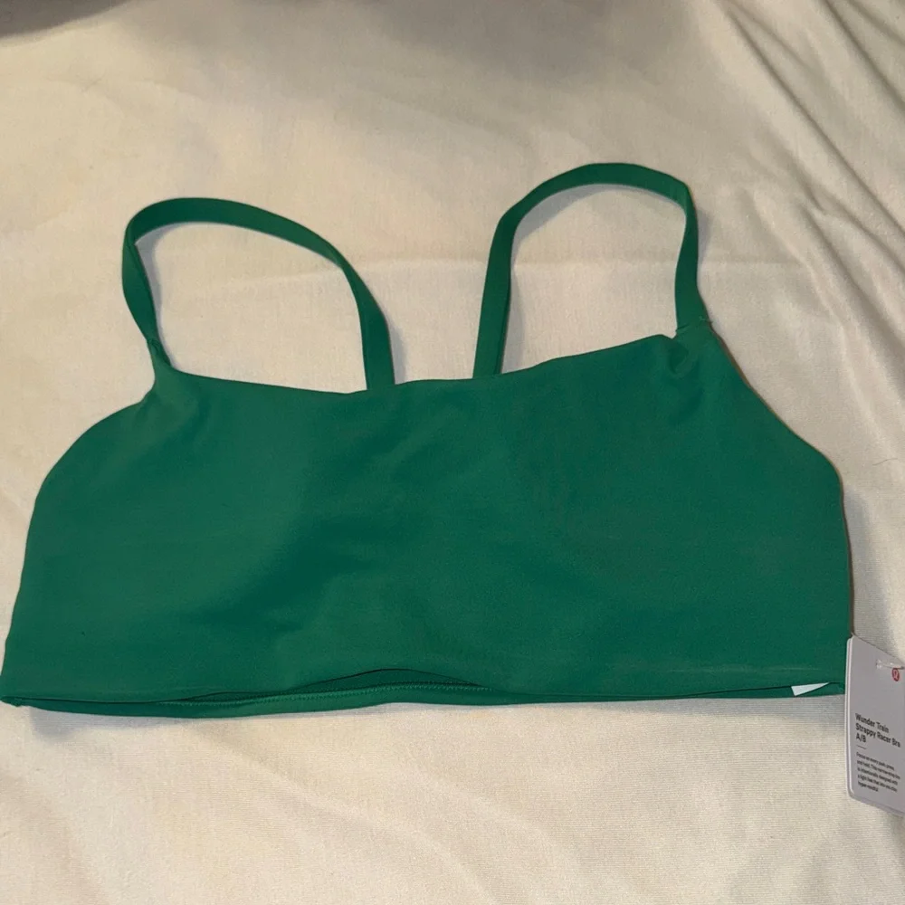NWT Lululemon Wunder Train Strappy Racer Bra A/B Green size 10 - Picture 3 of 7